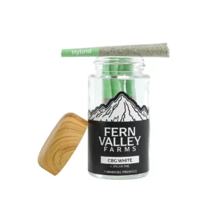 pre rolls from fern valley farms cbg white 6 pack in glass jar
