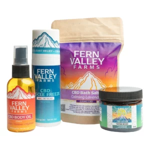 cbd bath and body bundle at fern valley farms