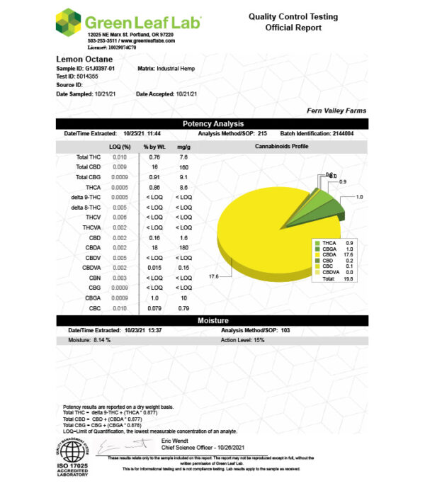 Lemon Octane Web COA 2021