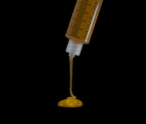 distillate syringe in use