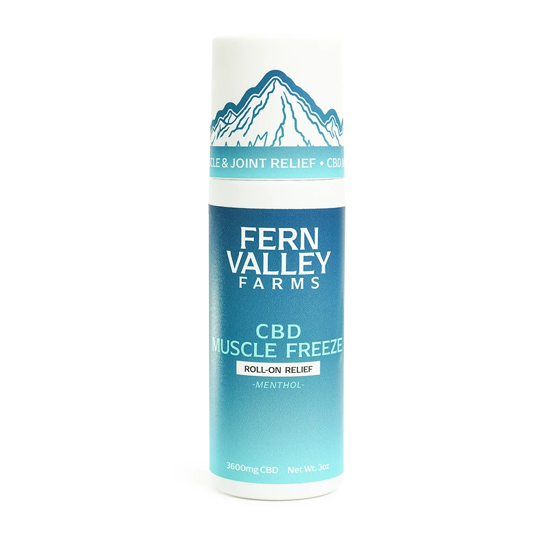 cbd muscle freeze roll-on gel from fern valley farms 3600mg cbd