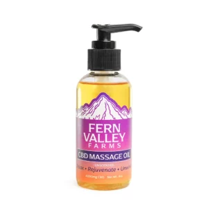cbd massage oil 4oz bottle from fern valley farms