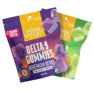 mushroom infused delta 9 gummies bohemian berry or green apple 25 count bags