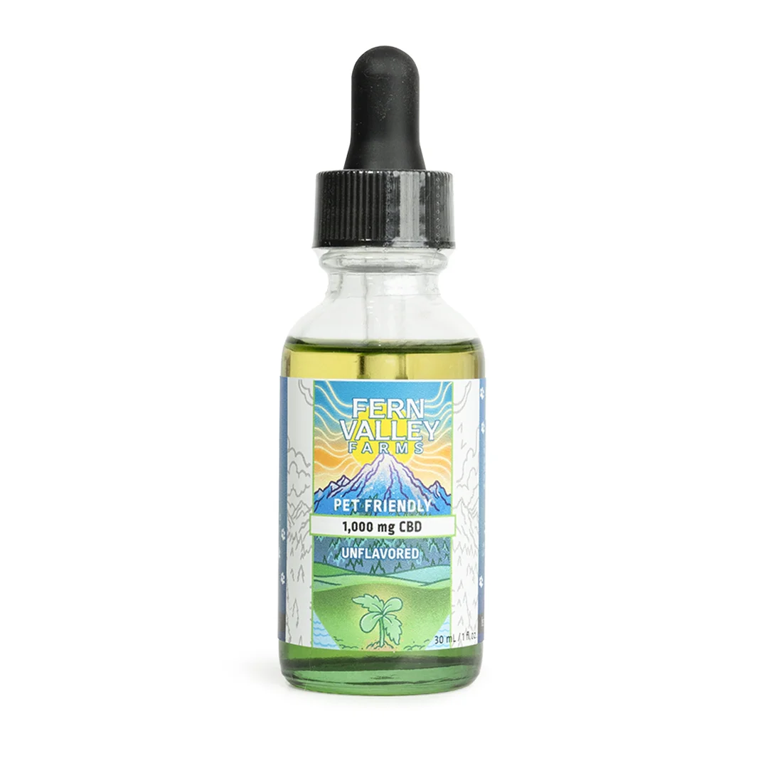 cbd pet oil unflavored 1000mg dropper bottle